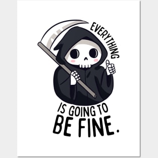 Funny positive grim reaper with their thumb up everything is going to be fine Posters and Art